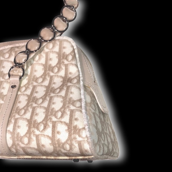 Christian Dior Beige Y2K Girly Flower Monogram Trotter Logo Leather Handbag - Picture 15 of 17